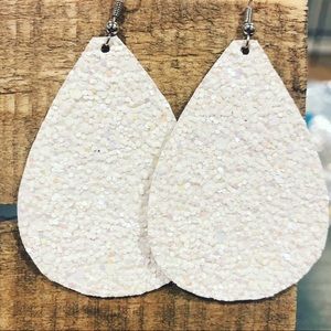 Handmade white sparkle earrings
